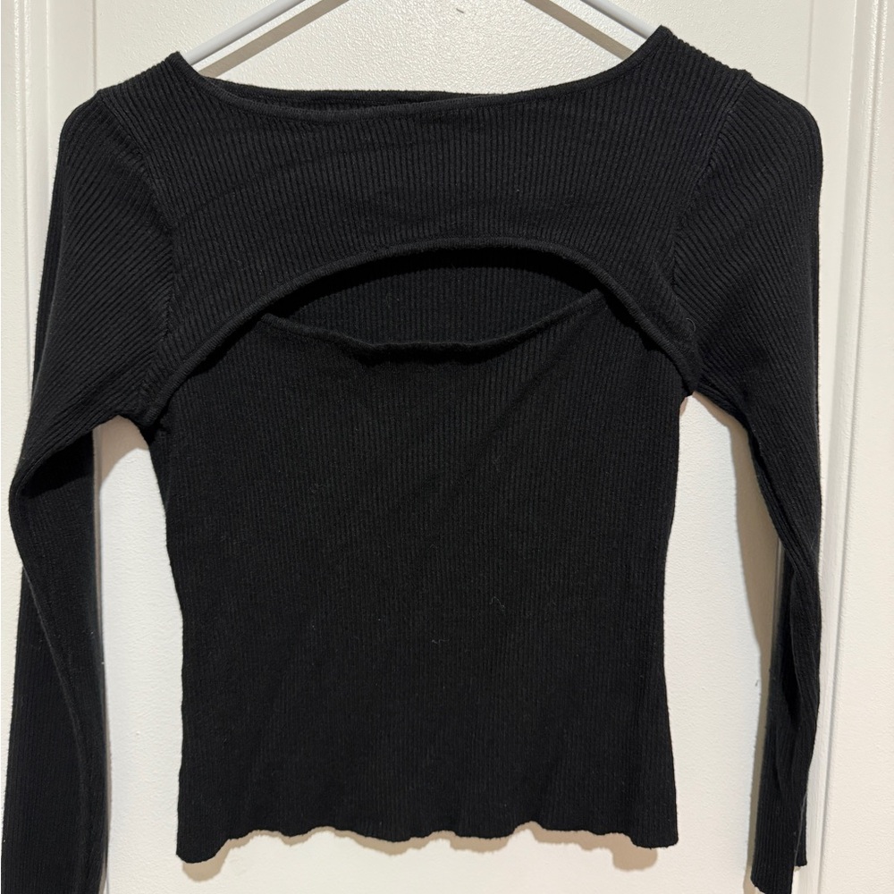Elegant Black Ribbed Women's Top